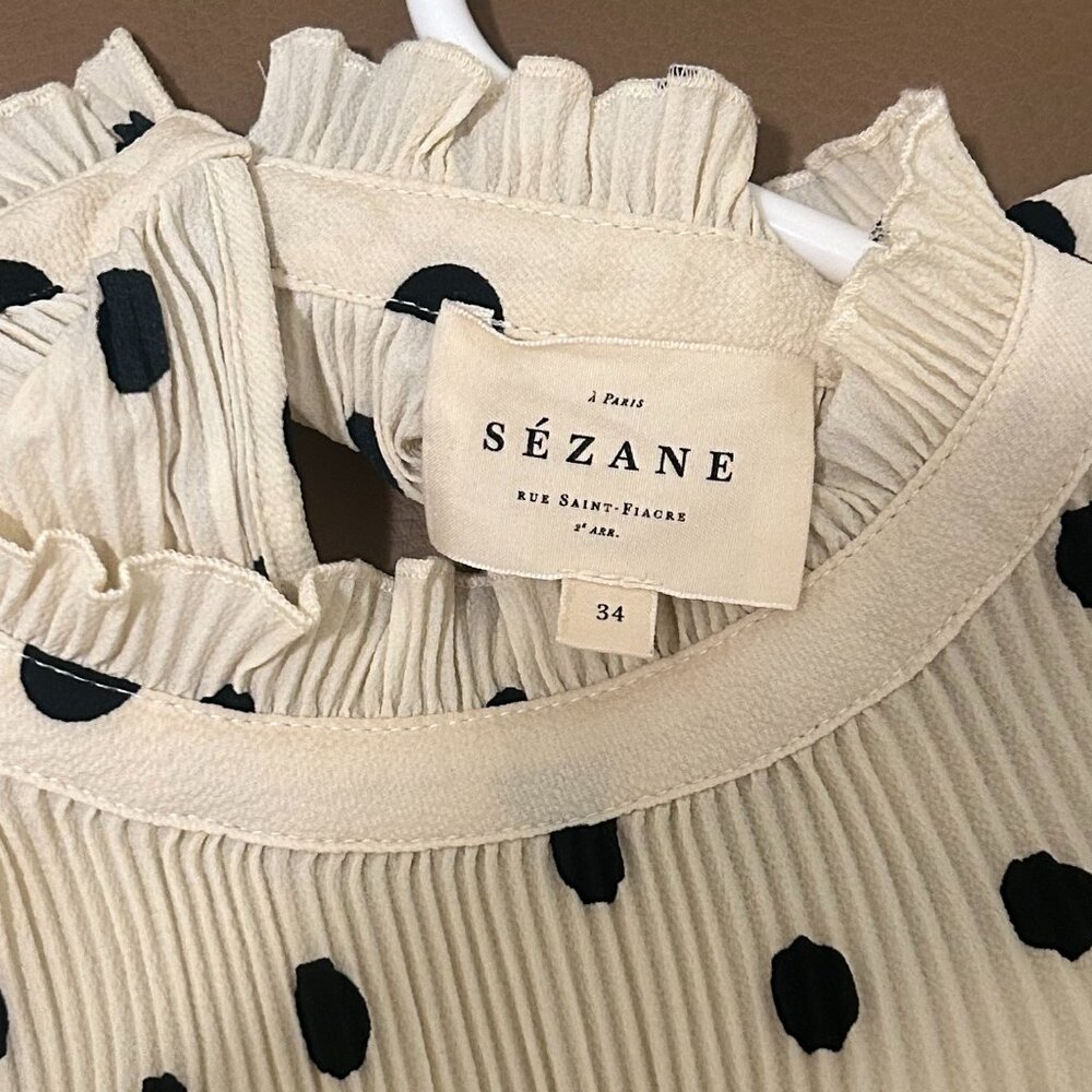 Sezane Cream Blouse with Black Polka Dots - Picture 5 of 6
